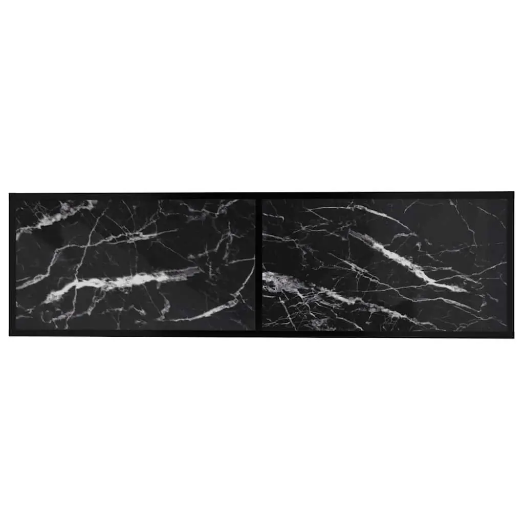 Black Marble TV Cabinet with Tempered Glass