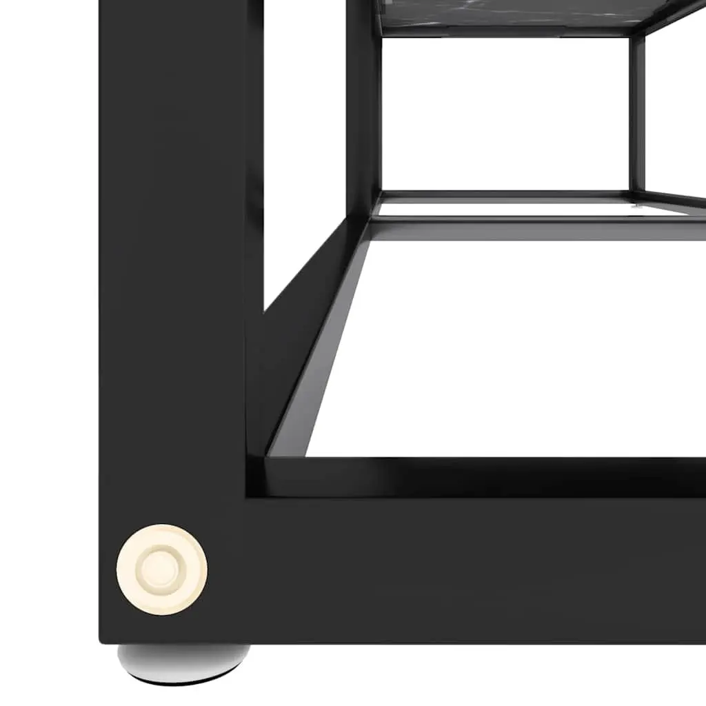 Black Marble TV Cabinet with Tempered Glass