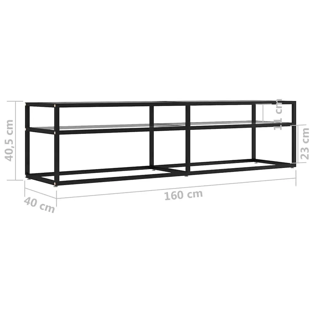 TV Stand Tempered Glass Shelving 160 x 40 x 40.5 cm Transparent
