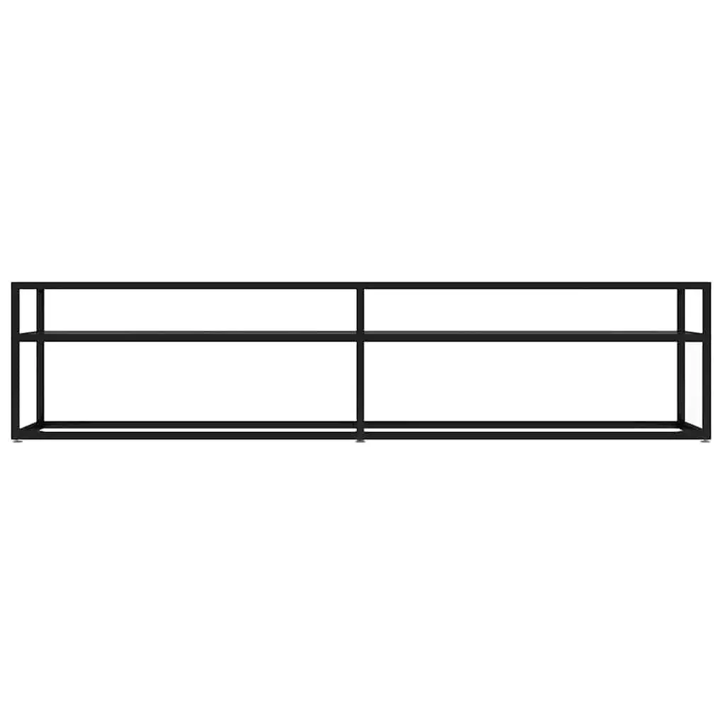 Black Glass TV Cabinet with Tempered Shelves