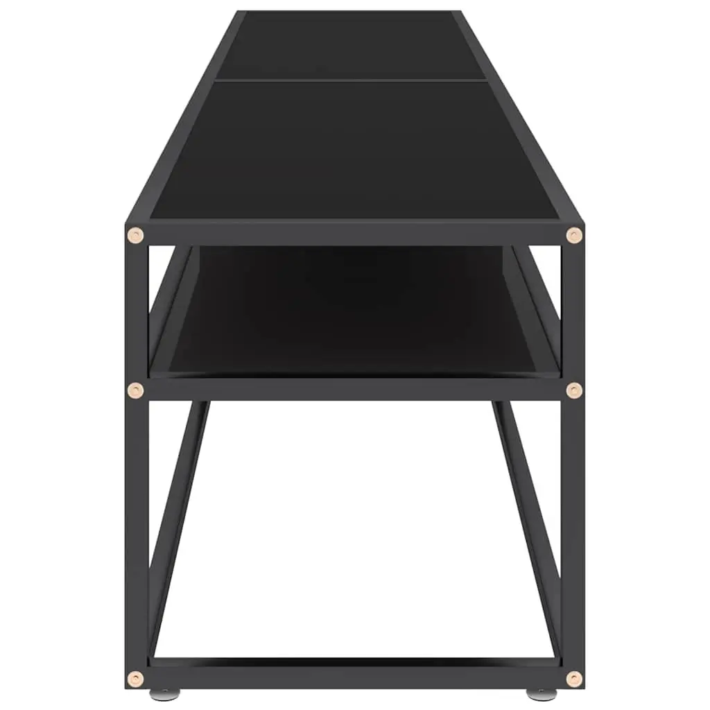 Black Glass TV Cabinet with Tempered Shelves