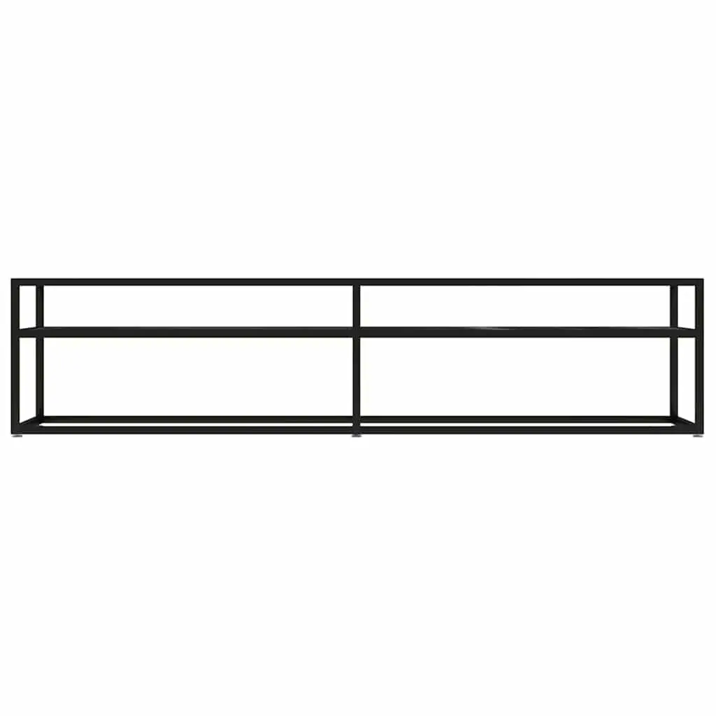 TV Cabinet Tempered Glass Black Marble Shelving Unit 180 x 40 x 40.5 cm