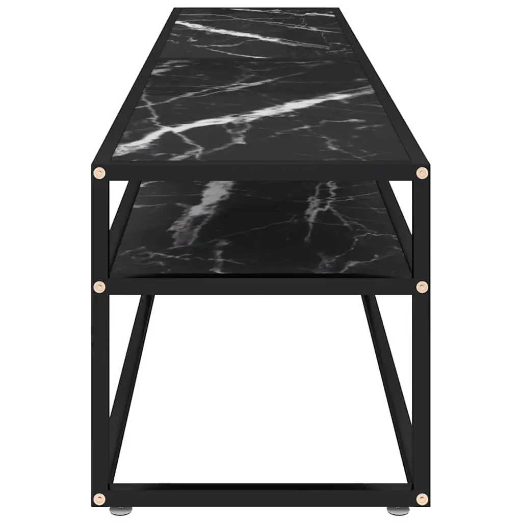 TV Cabinet Tempered Glass Black Marble Shelving Unit 180 x 40 x 40.5 cm