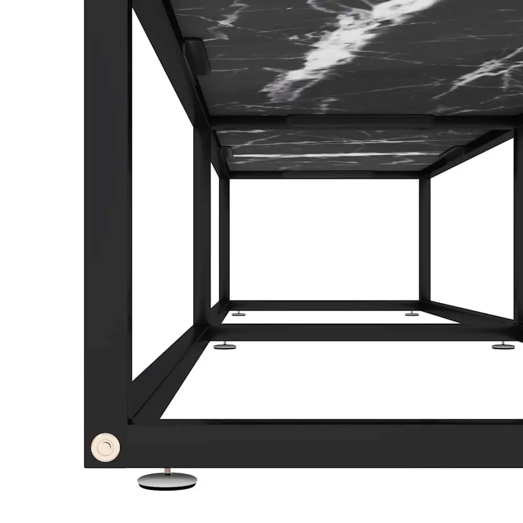 TV Cabinet Tempered Glass Black Marble Shelving Unit 180 x 40 x 40.5 cm