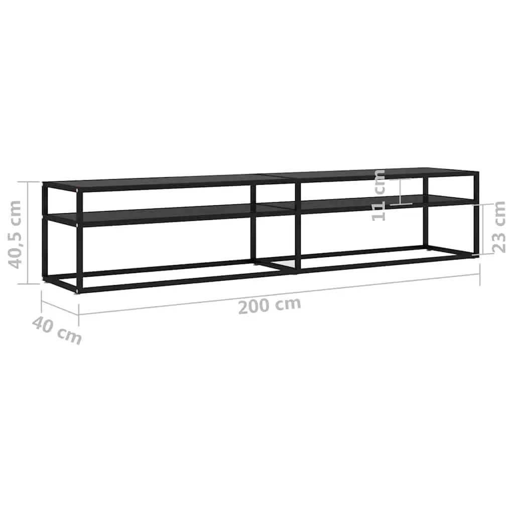 TV Cabinet Tempered Glass Steel Frame 200 x 40 x 40.5 cm Black