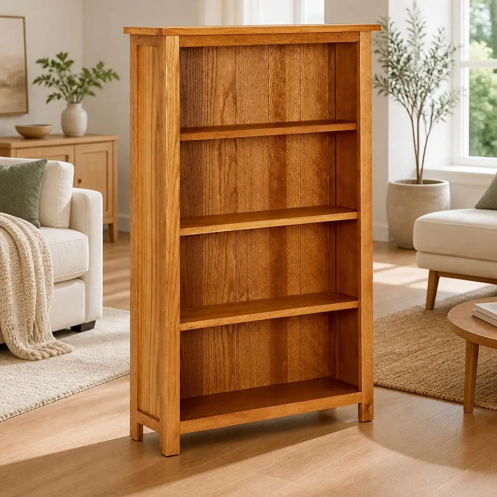 4-Tier Bookcase Solid Oak Wood 70x22x110 cm Brown