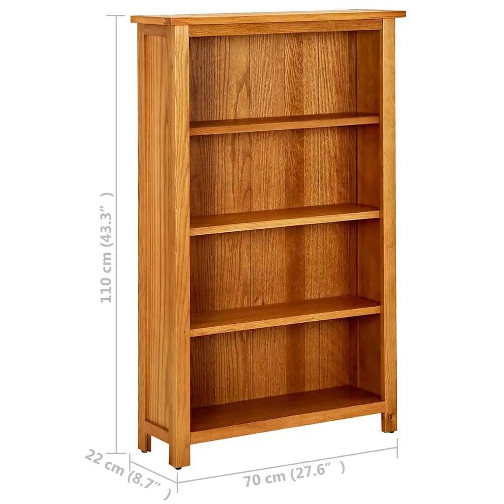 4-Tier Bookcase Solid Oak Wood 70x22x110 cm Brown