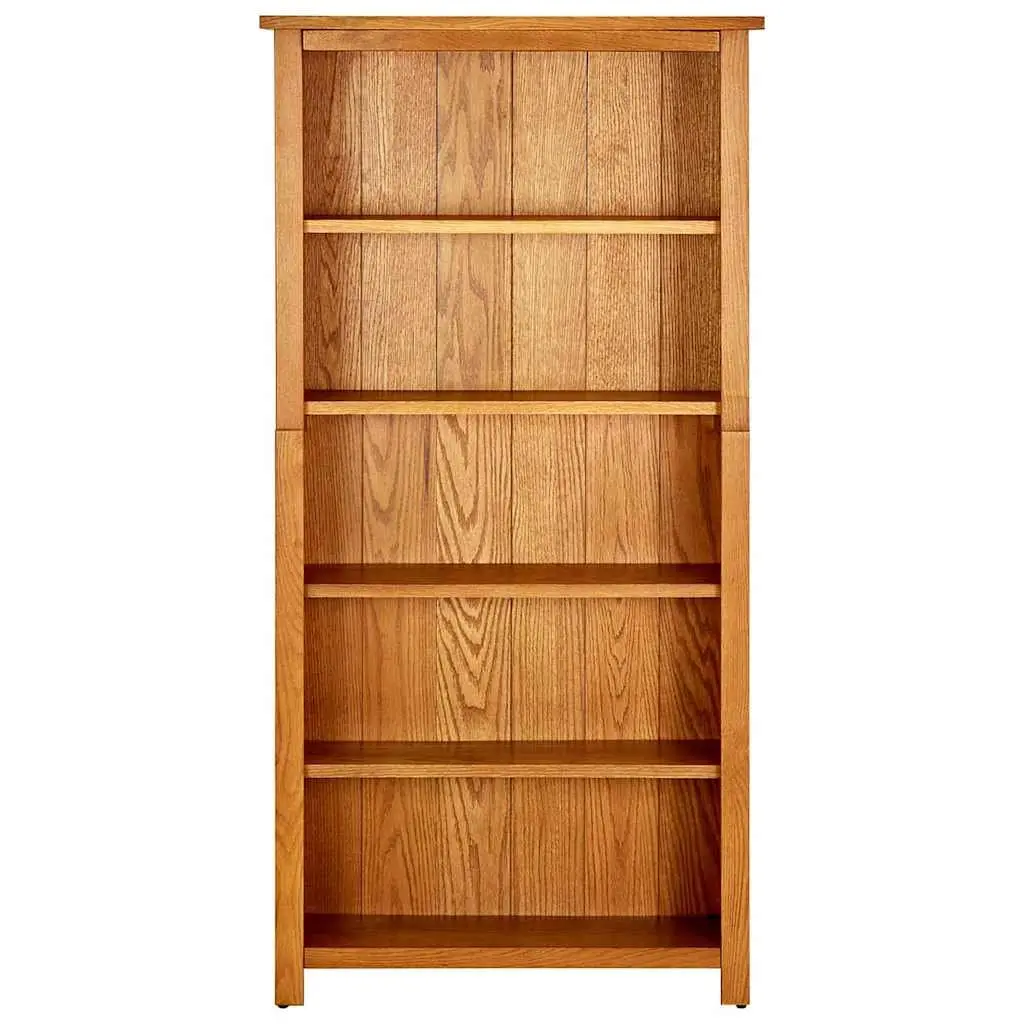 Solid Oak Wood 5-Tier Bookcase 70x22x140cm