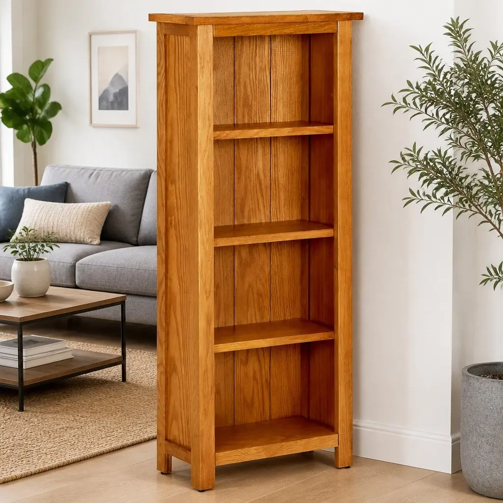 4-Tier Wooden Bookcase 45x22x110 cm Brown Standing Shelf Storage Display Unit