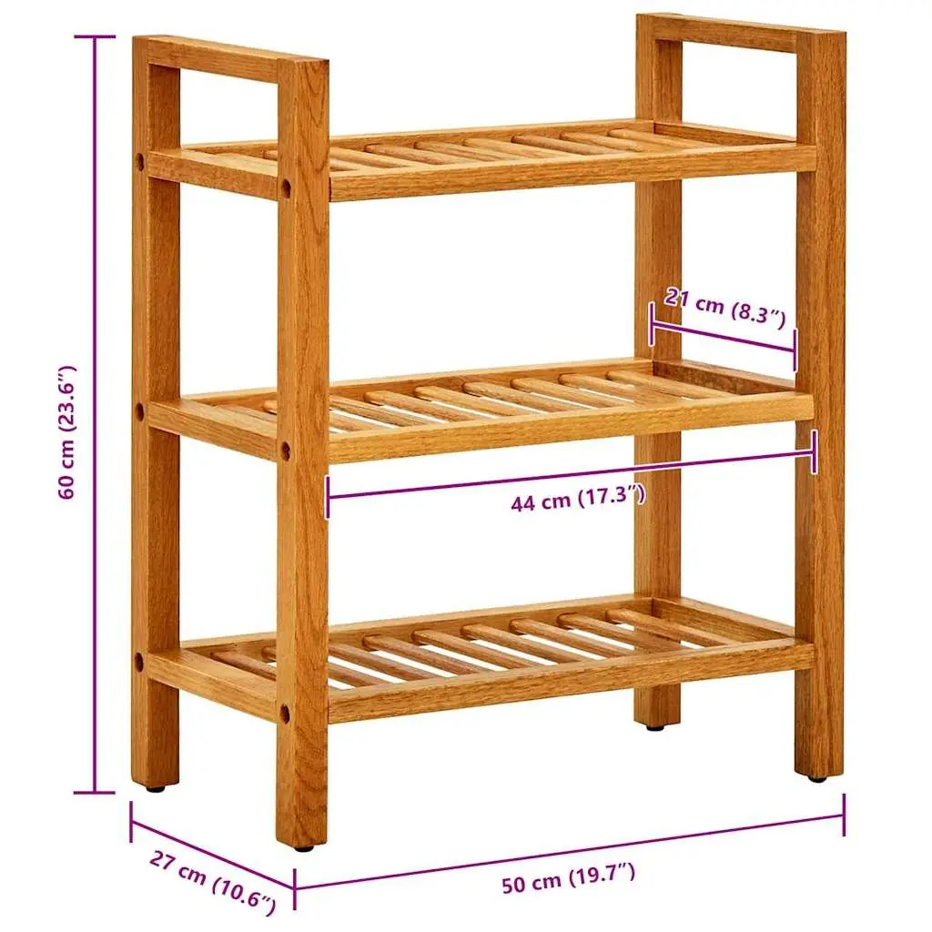 Brown Wooden Shoe Rack with 3 Shelves