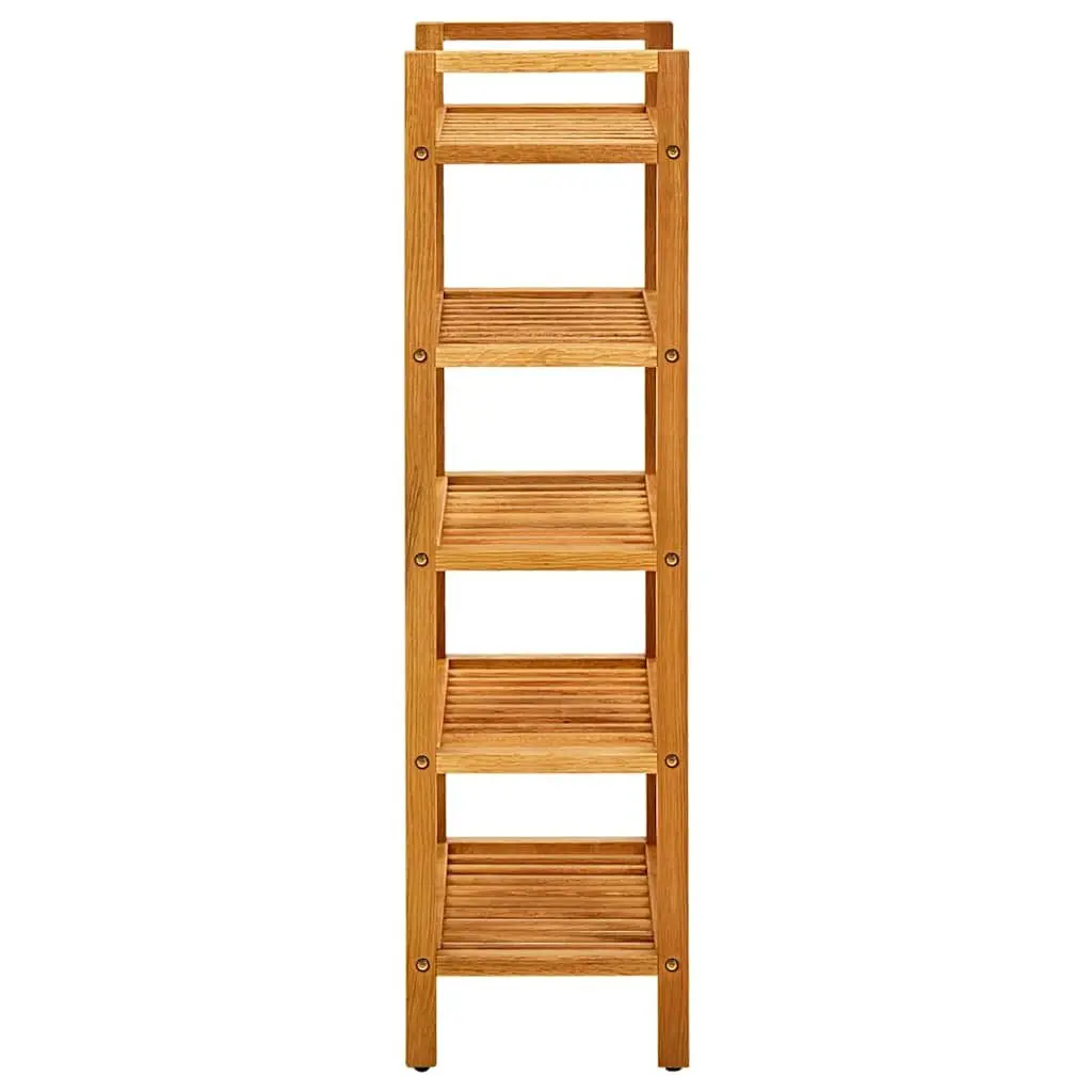 Shoe Rack Solid Oak Wood 5 Shelves Brown