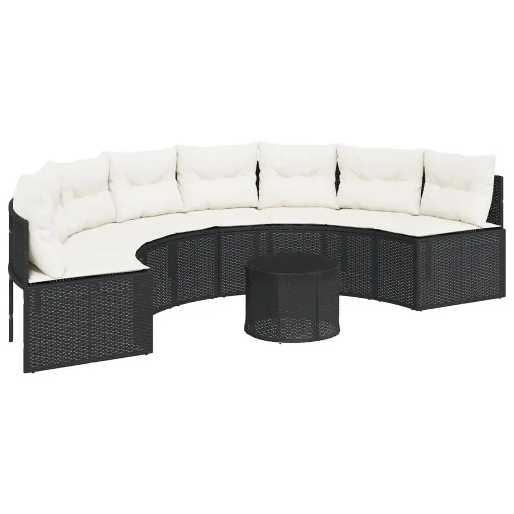 Half-Round Outdoor Sofa Set with Cushions and Table