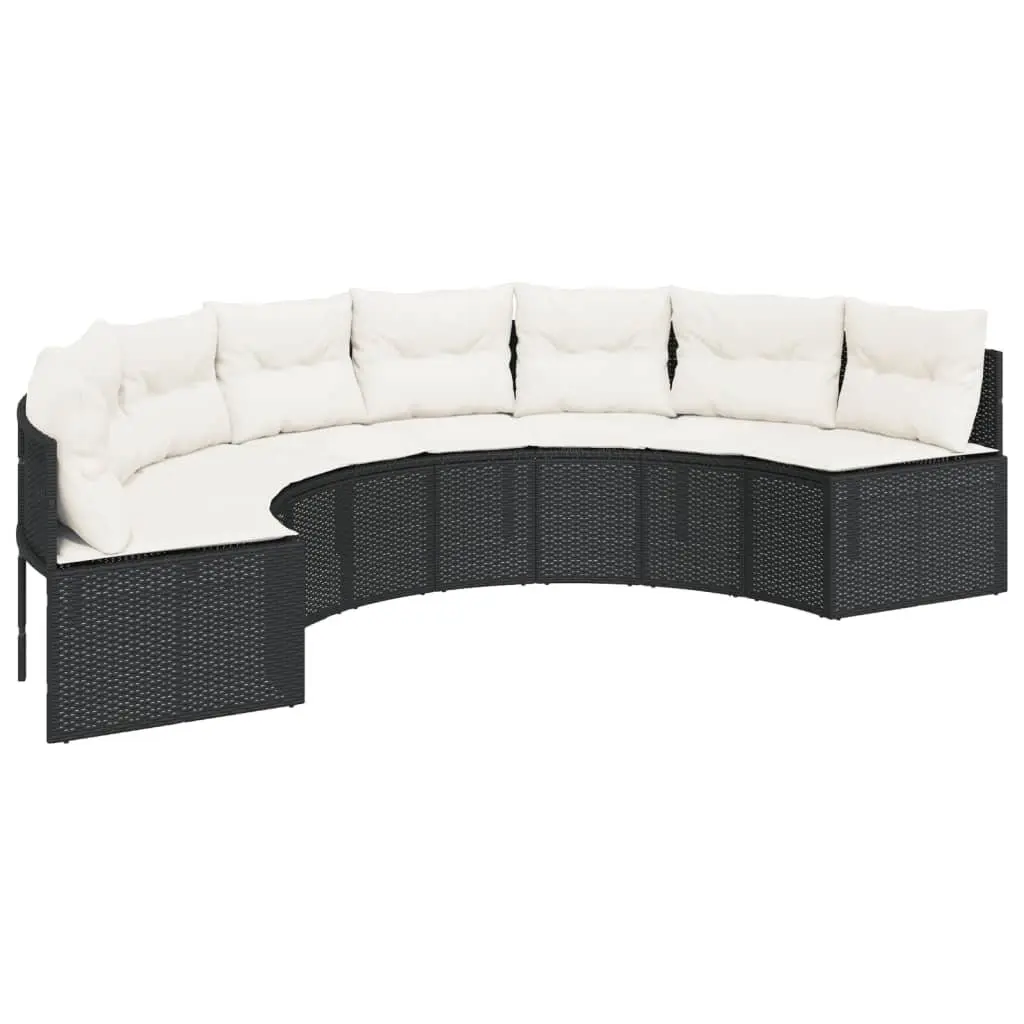 Half-Round Outdoor Sofa Set with Cushions and Table