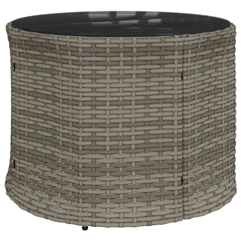 Half-Round Garden Sofa with Glass Table in Grey