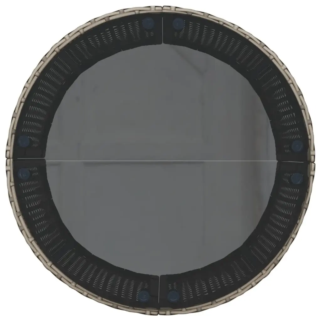 Half-Round Garden Sofa with Glass Table in Grey