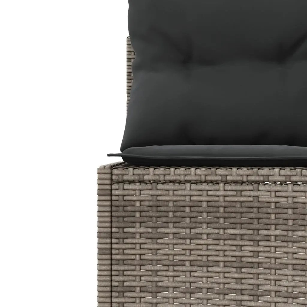 Half-Round Garden Sofa with Glass Table in Grey