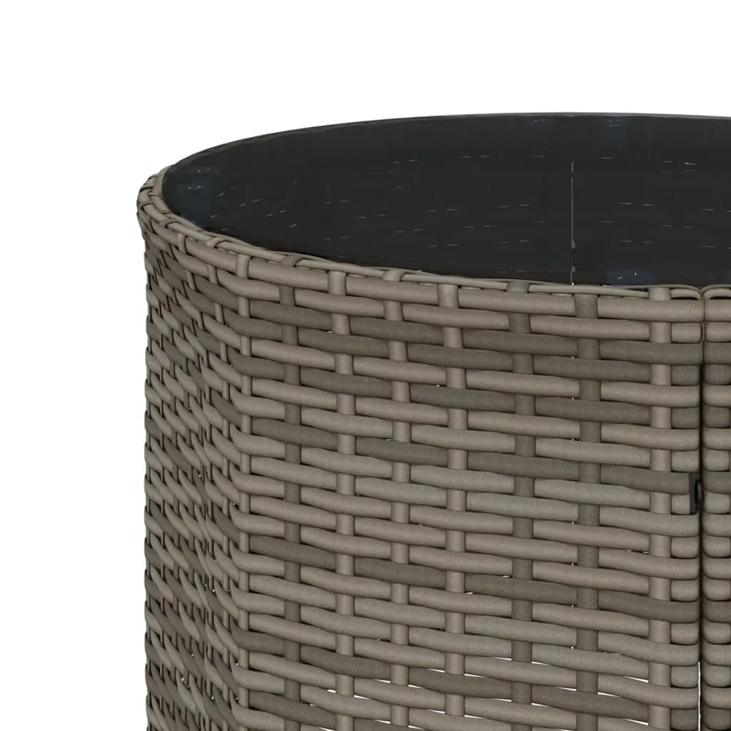 Half-Round Garden Sofa with Glass Table in Grey