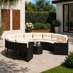 Stylish Round Garden Sofa Set with Integrated Coffee Table