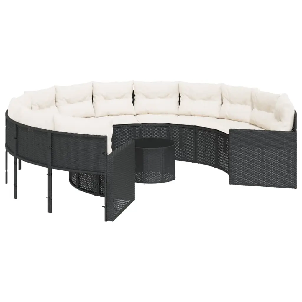 Round Garden Sofa Set with Integrated Coffee Table