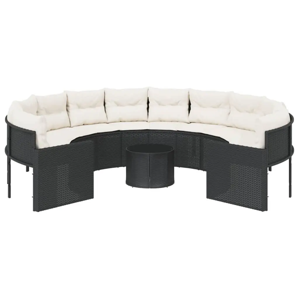 Round Garden Sofa Set with Integrated Coffee Table
