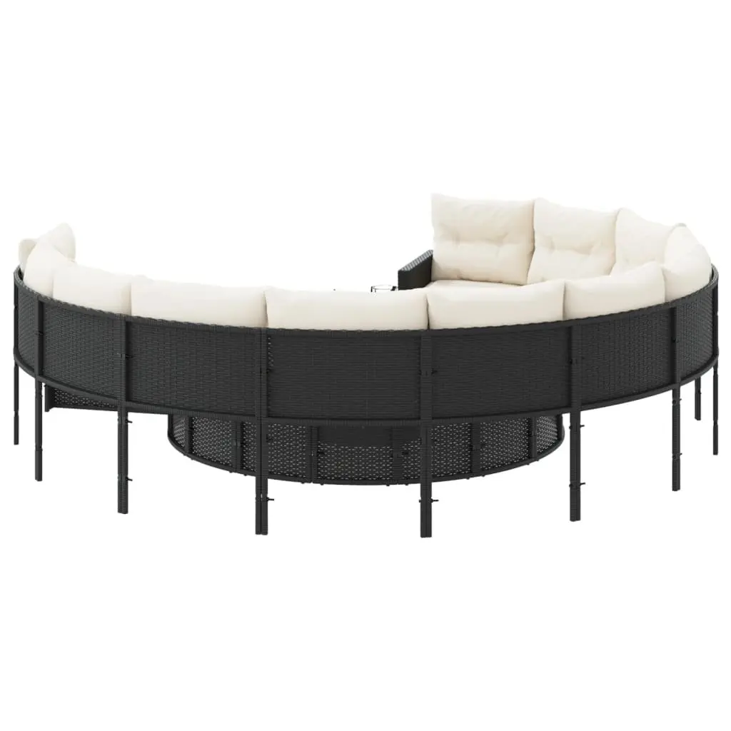 Round Garden Sofa Set with Integrated Coffee Table