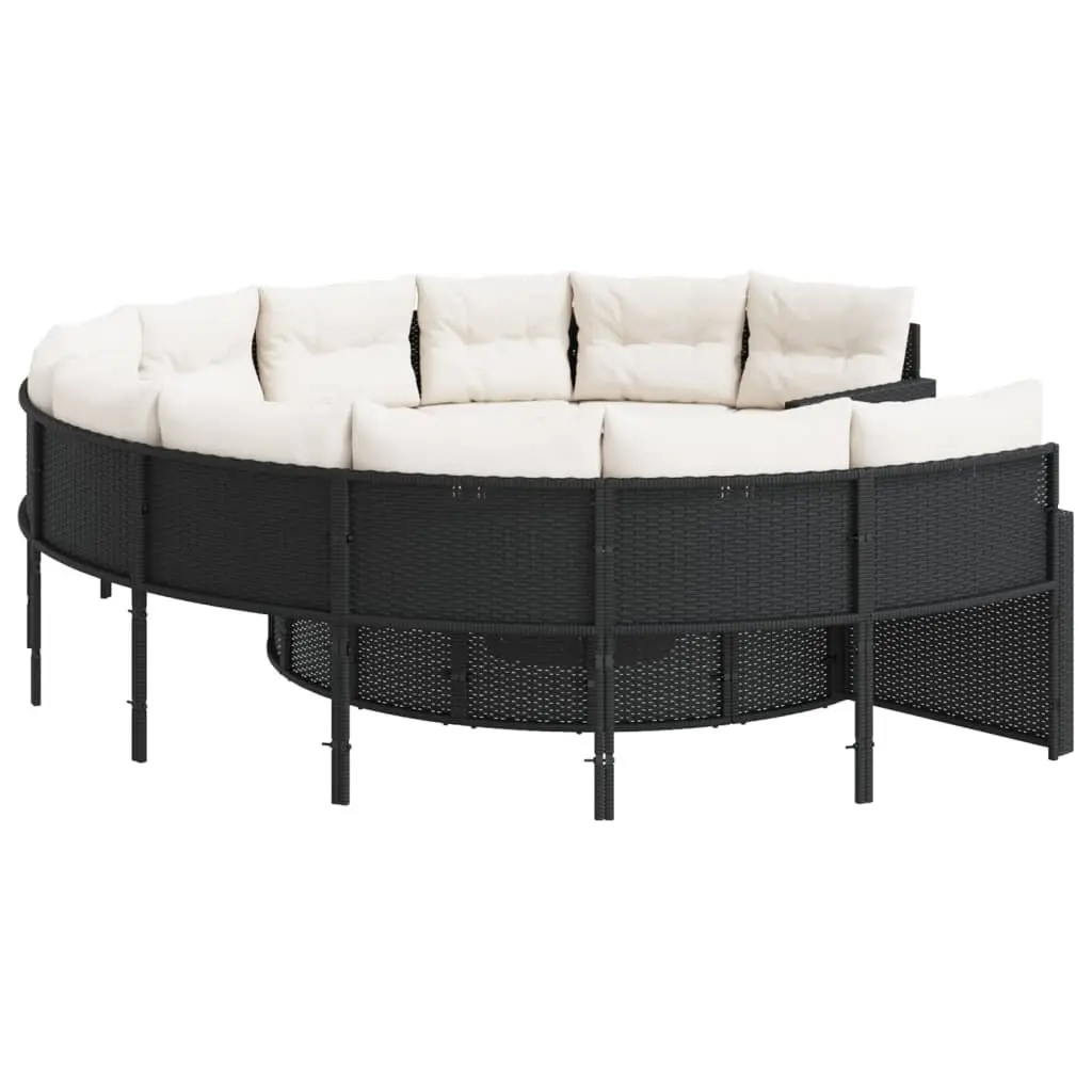Round Garden Sofa Set with Integrated Coffee Table