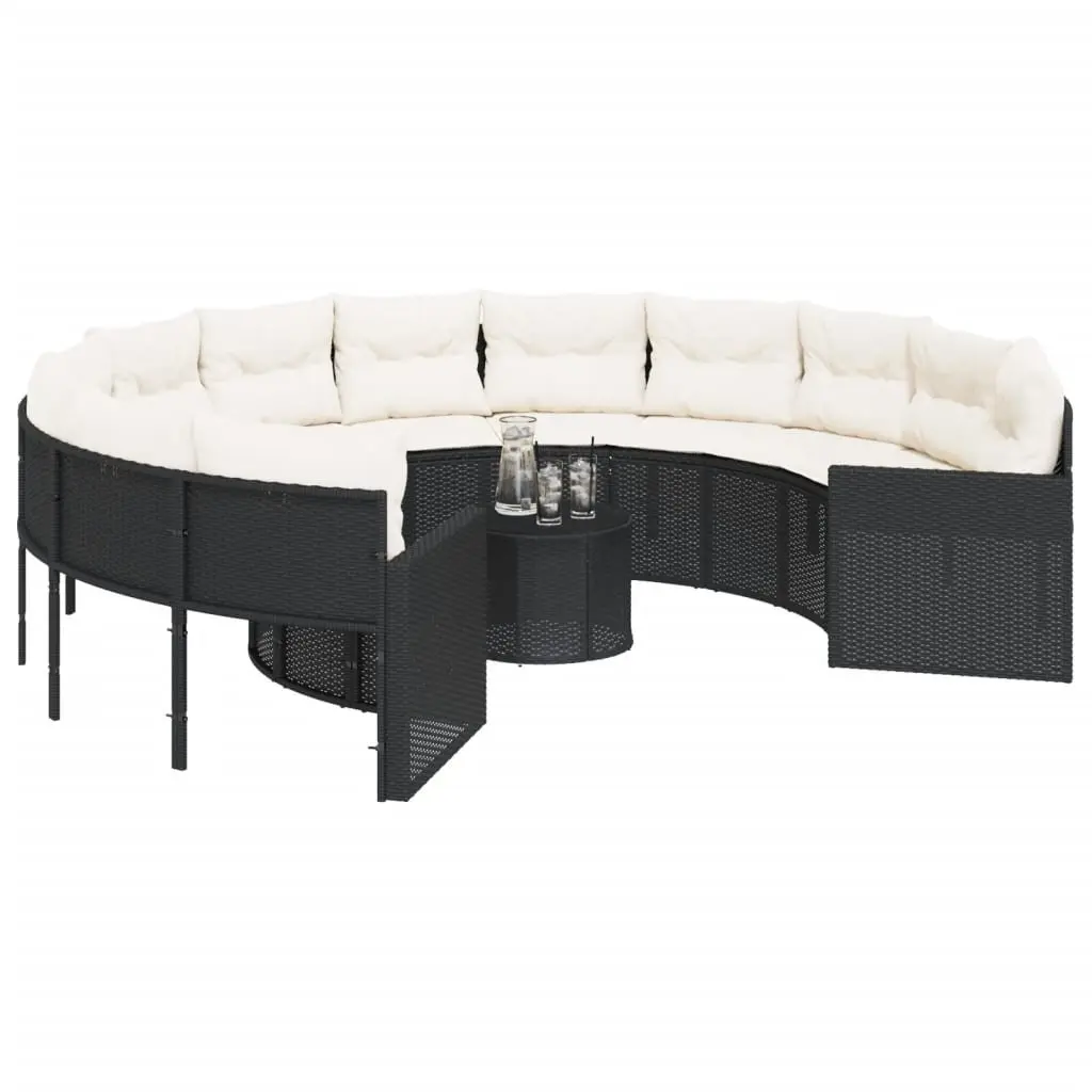 Round Garden Sofa Set with Integrated Coffee Table