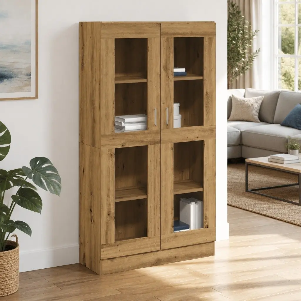 Brown Highboard Standing Shelf Storage Cabinet Engineered Wood Bookcase 150cm
