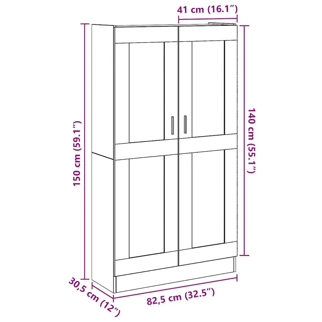 Brown Highboard Standing Shelf Storage Cabinet Engineered Wood Bookcase 150cm