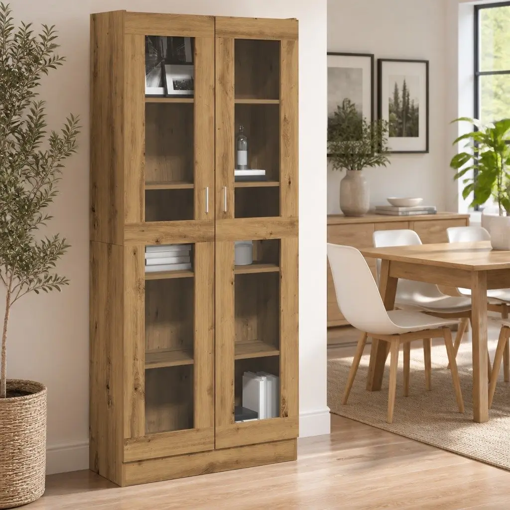 Brown Highboard Cabinet for Decorative Storage