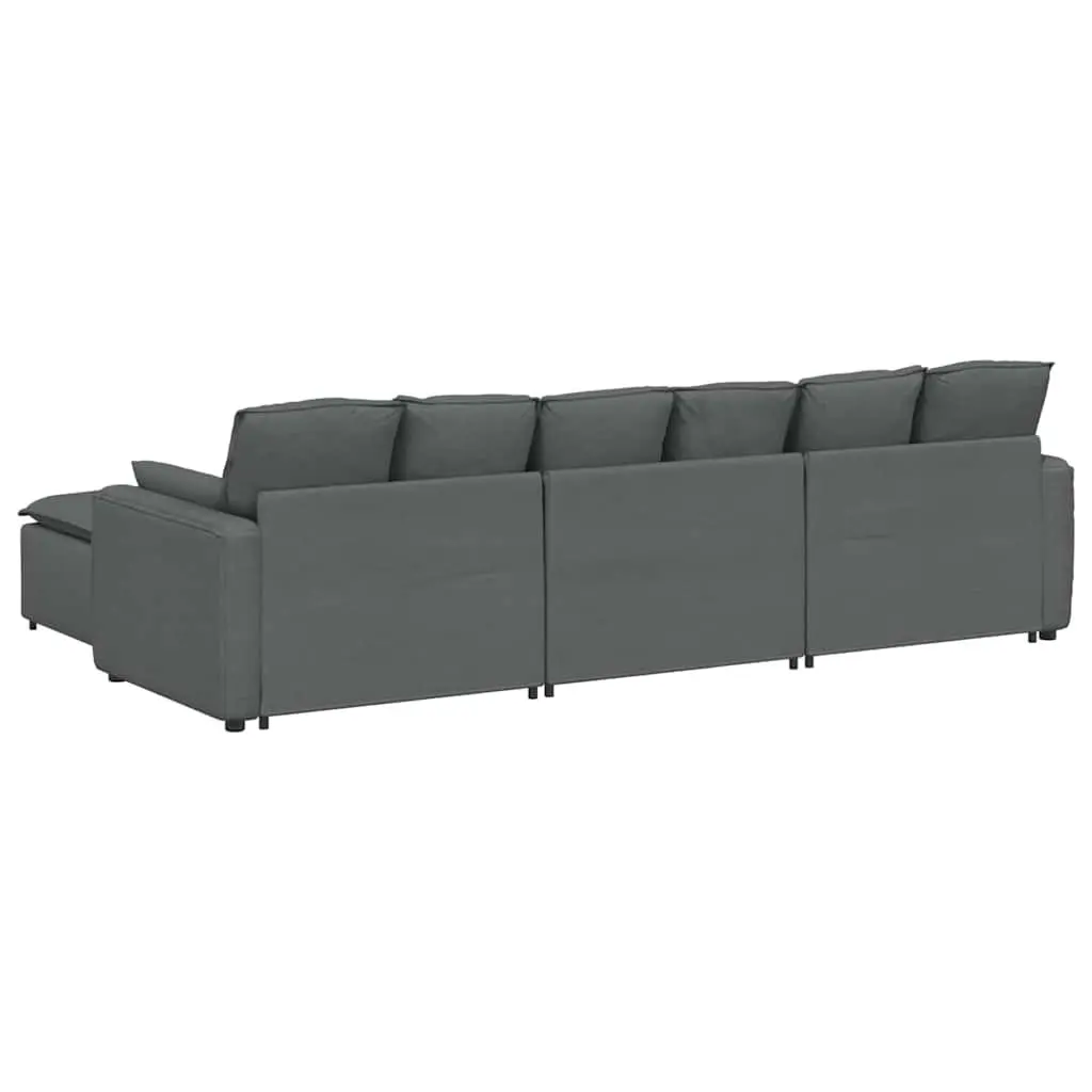 Modular Sectional Sofa with Footstool in Grey