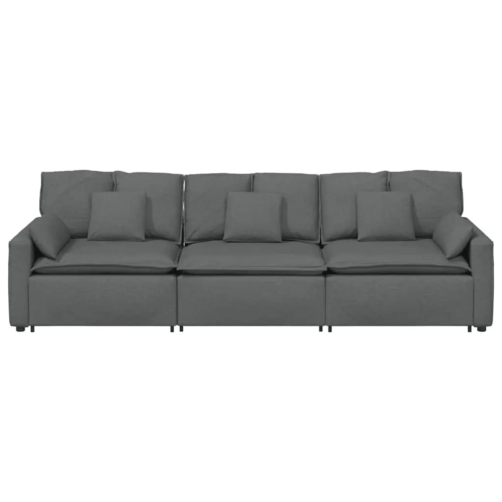Modular Sectional Sofa Three-Seater in Grey