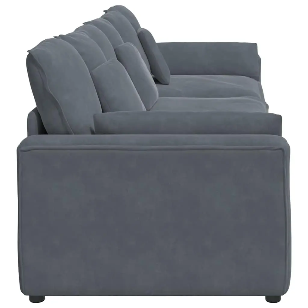 Three-Section Modular Sofa with Grey Velvet Cushions