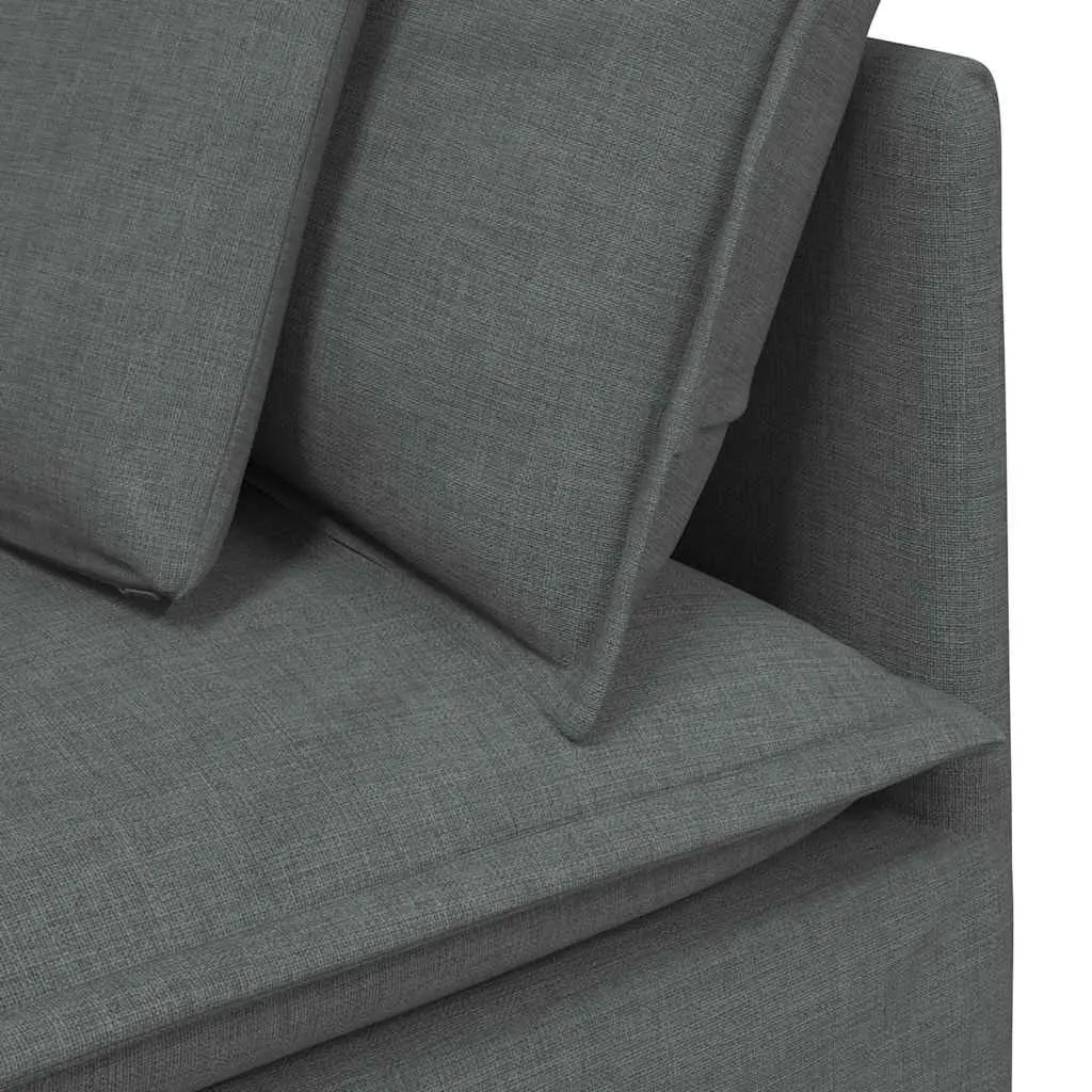 Four-Section Grey Fabric Modular Sofa with Cushions