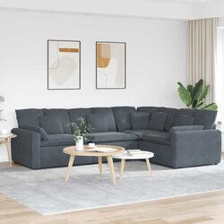 Stylish Modular Sectional Sofa in Grey Velvet