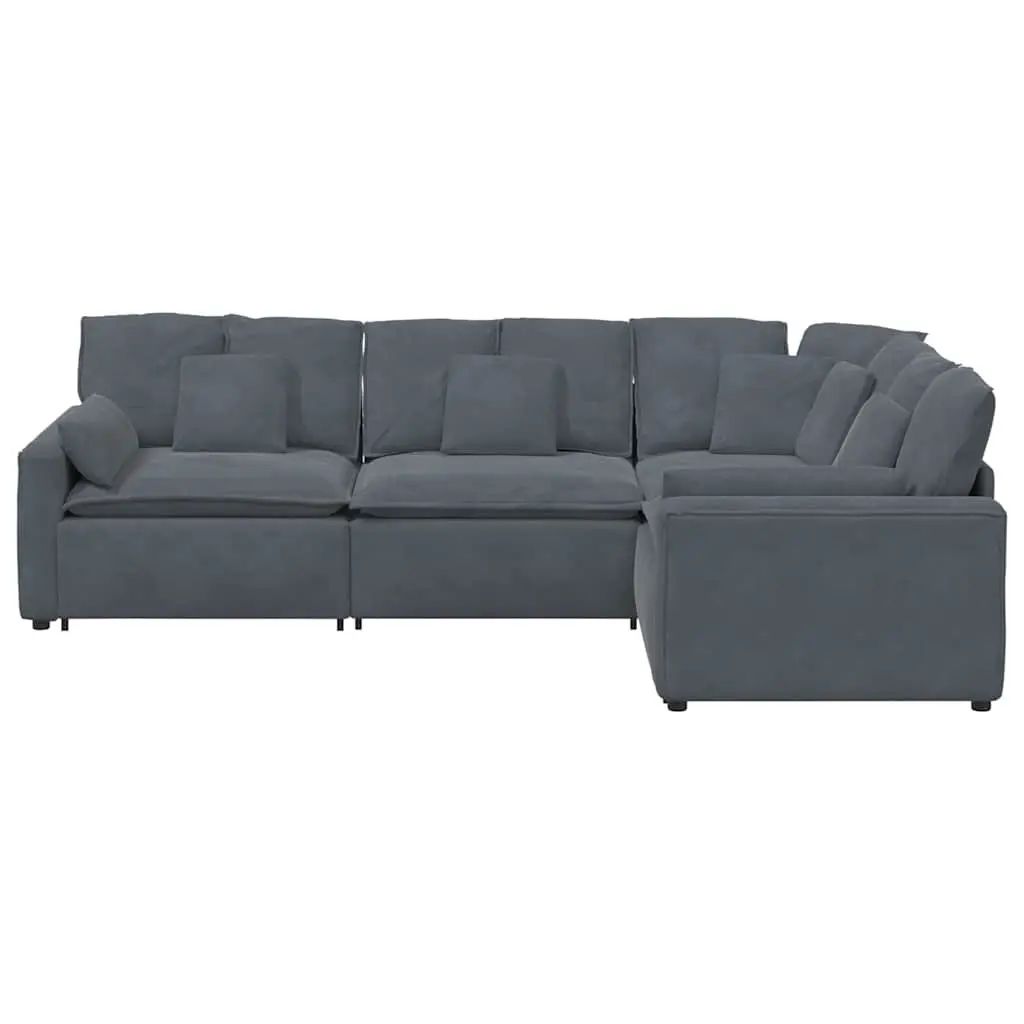 Modular Sectional Sofa Velvet Four Sections Grey