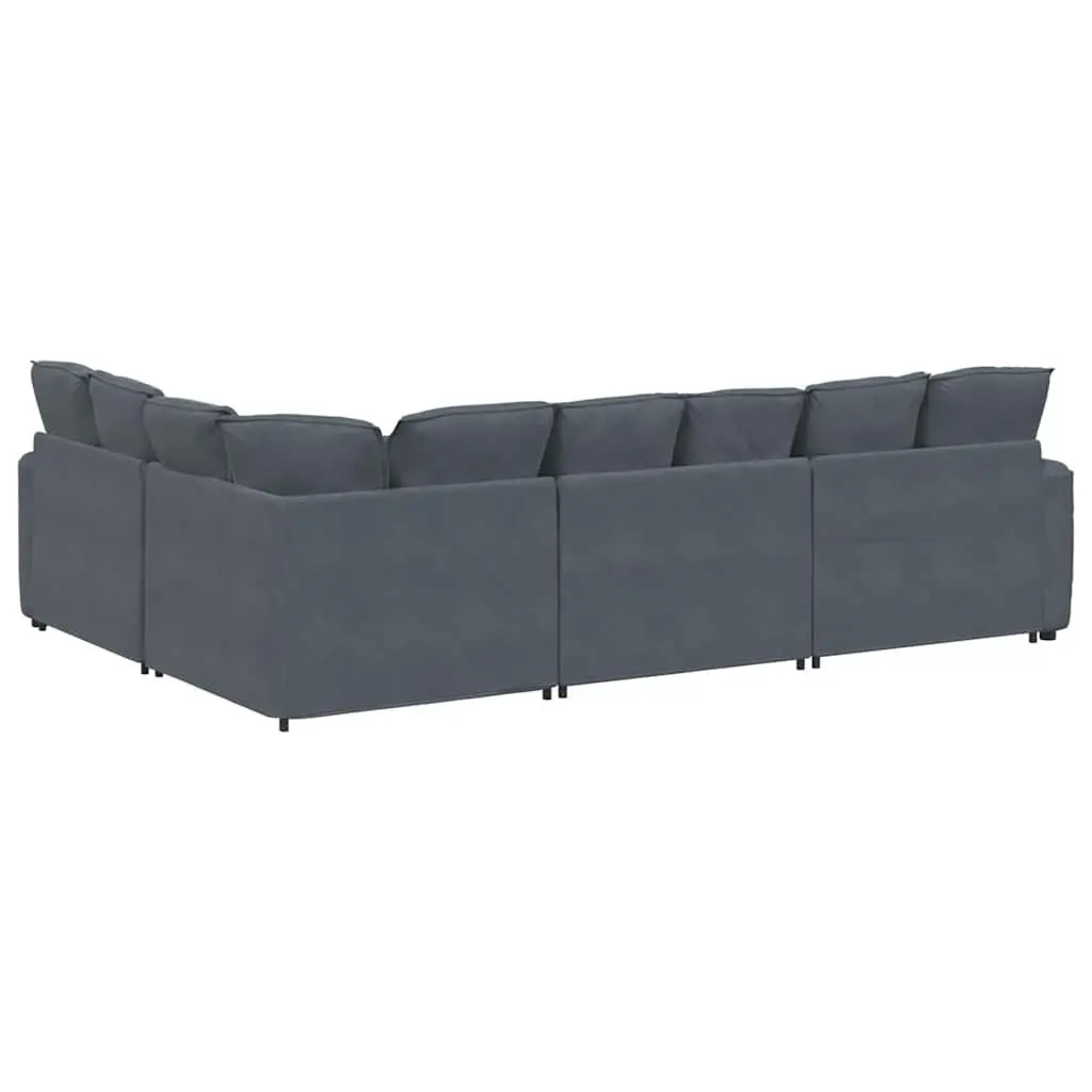 Modular Sectional Sofa Velvet Four Sections Grey