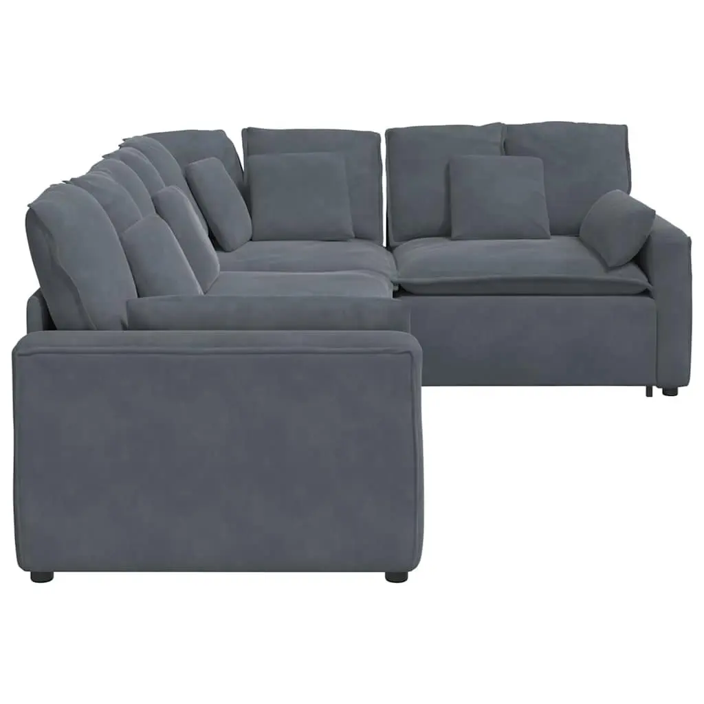 Modular Sectional Sofa Velvet Four Sections Grey