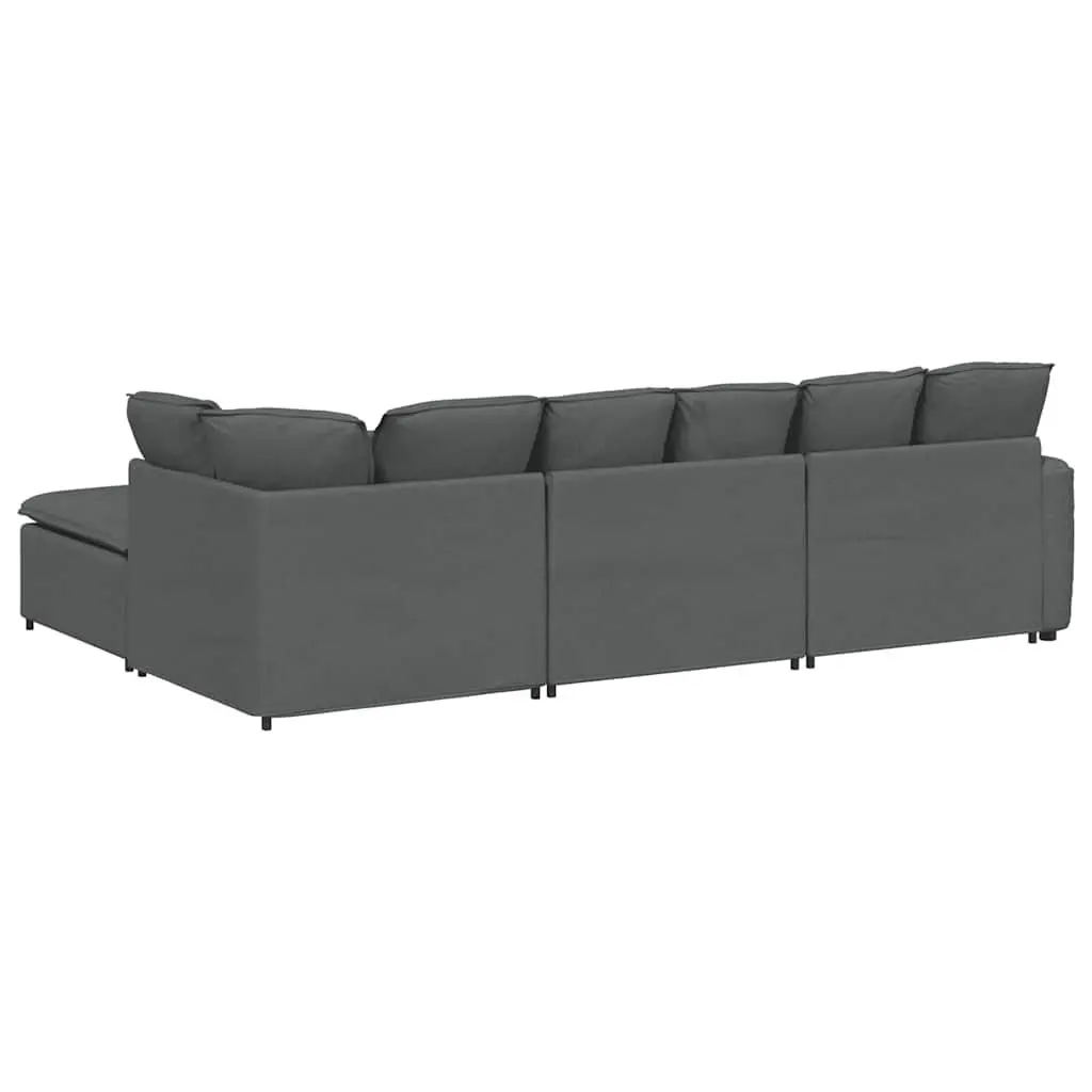 Modular Sectional Sofa with Footstool in Grey