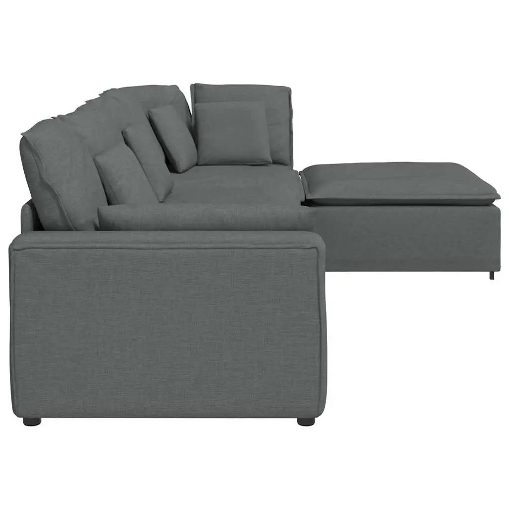 Modular Sectional Sofa with Footstool in Grey