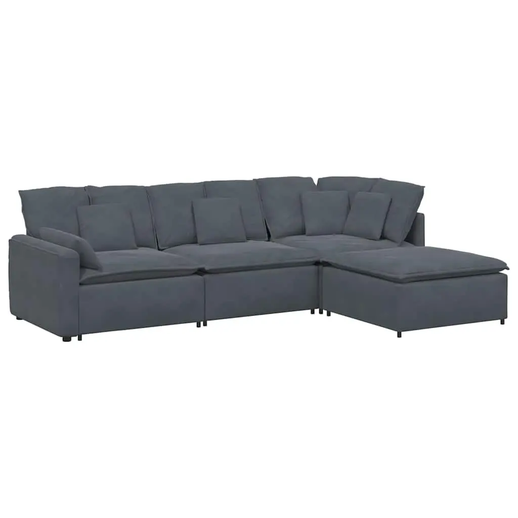 Modular Sectional Sofa Velvet Four Sections Grey