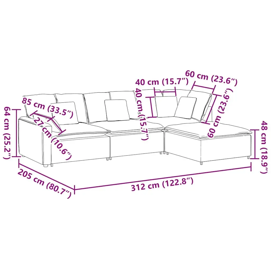 Modular Sectional Sofa Velvet Four Sections Grey
