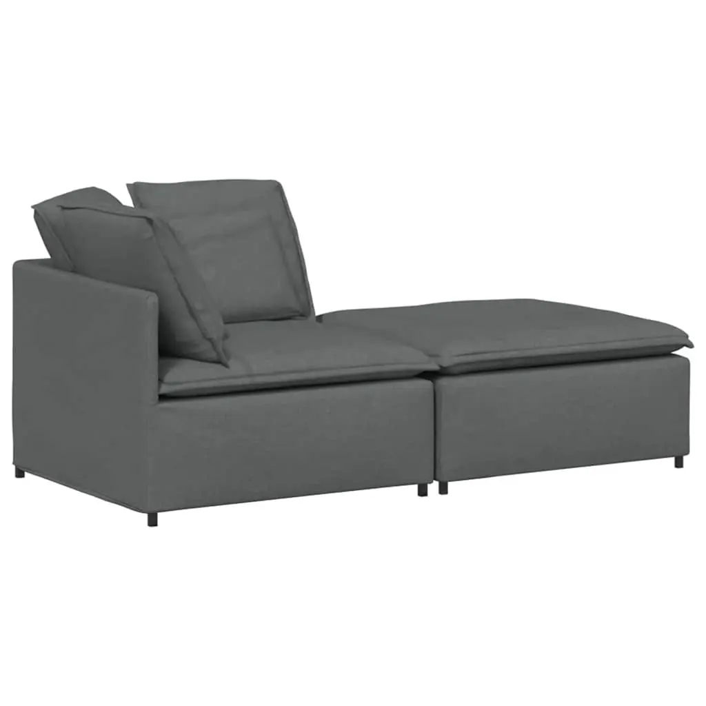 Modular Sectional Sofa with Footstool in Grey