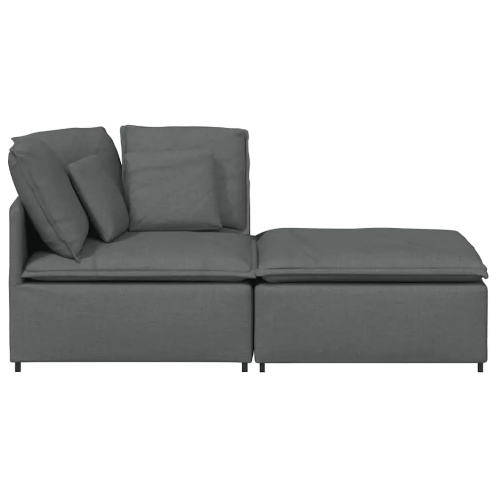 Modular Sectional Sofa with Footstool in Grey