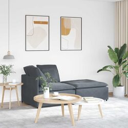 Durable Grey Velvet Modular Sofa Sectional with Footstool