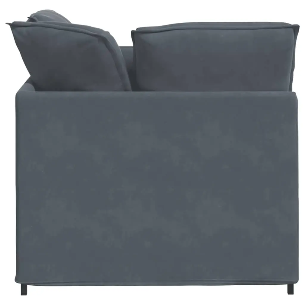 Modular Sofa Sectional Velvet Grey with Footstool Cushions