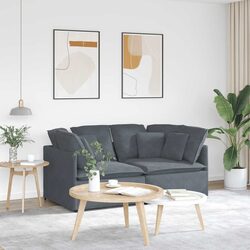 Grey Velvet Modular Sofa with Cushions for Comfort