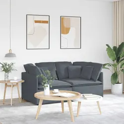 Grey Velvet Modular Sofa with Cushions for Comfort