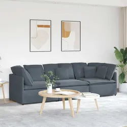 Stylish Grey Velvet Sectional Modular Sofa for Living Rooms