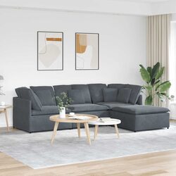 Durable Modular Sofa with Grey Velvet Footstool